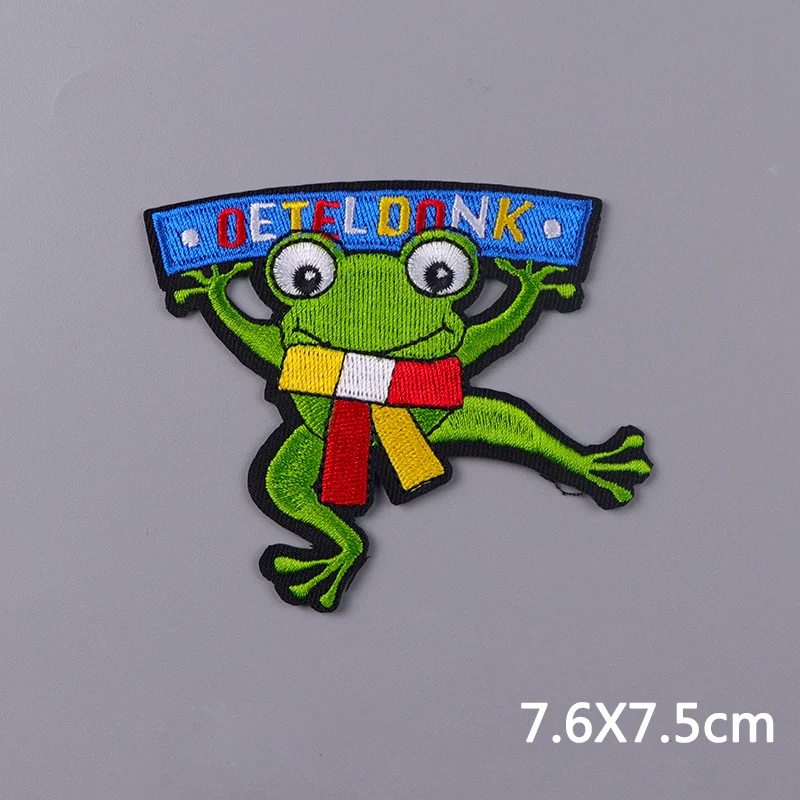 Netherland Carnival Oeteldonk Emblem Iron On Patches For Clothing Thermoadhesive Patches Embroidery Stickers Happy Frog Patch