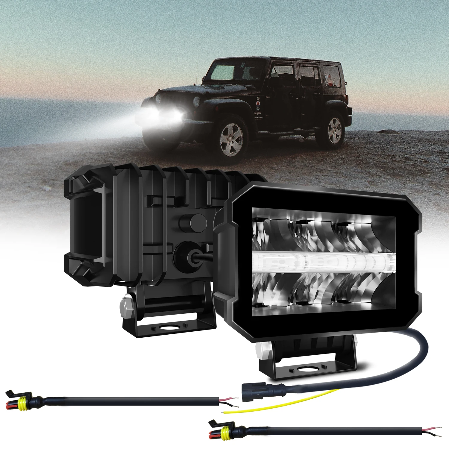 Car LED Floodlight Lamp Angel Eyes DRL 400w Light Led Bar 12v LED Lighting Work