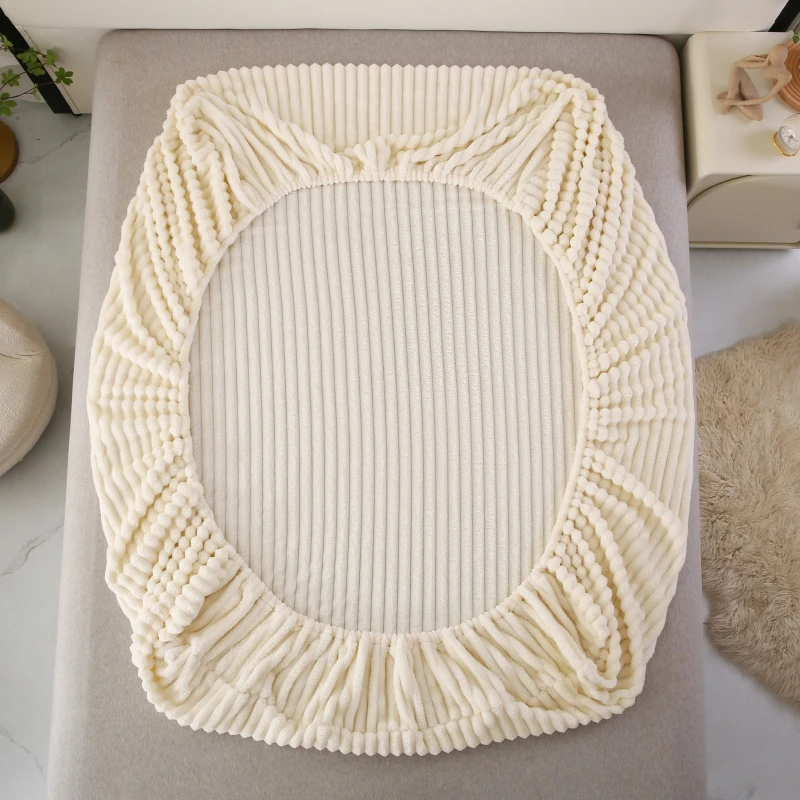 1Pc Faux Fur Velvet Fitted Sheet Soft Plush Bedcover Mattress Cover With All-around Elastic Rubber Band Bed Sheet Warm Bedsheets 6