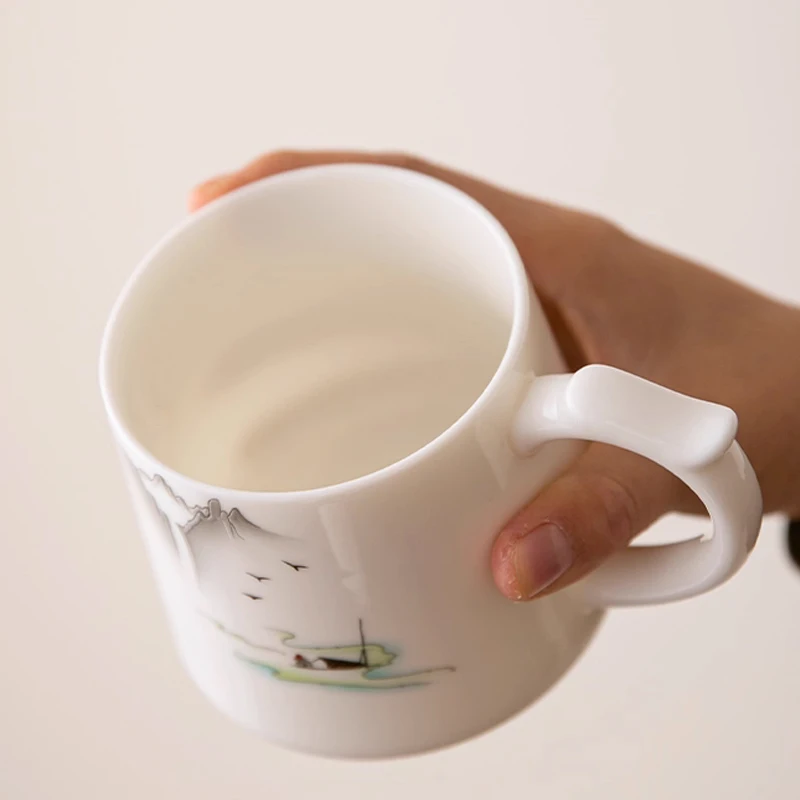 Chinese Style Ceramic Mugs, Home Personal Office Creative Teacup With Cover, Filtered Tea Water Separation, Tea Cups, 400ml, 1Pc