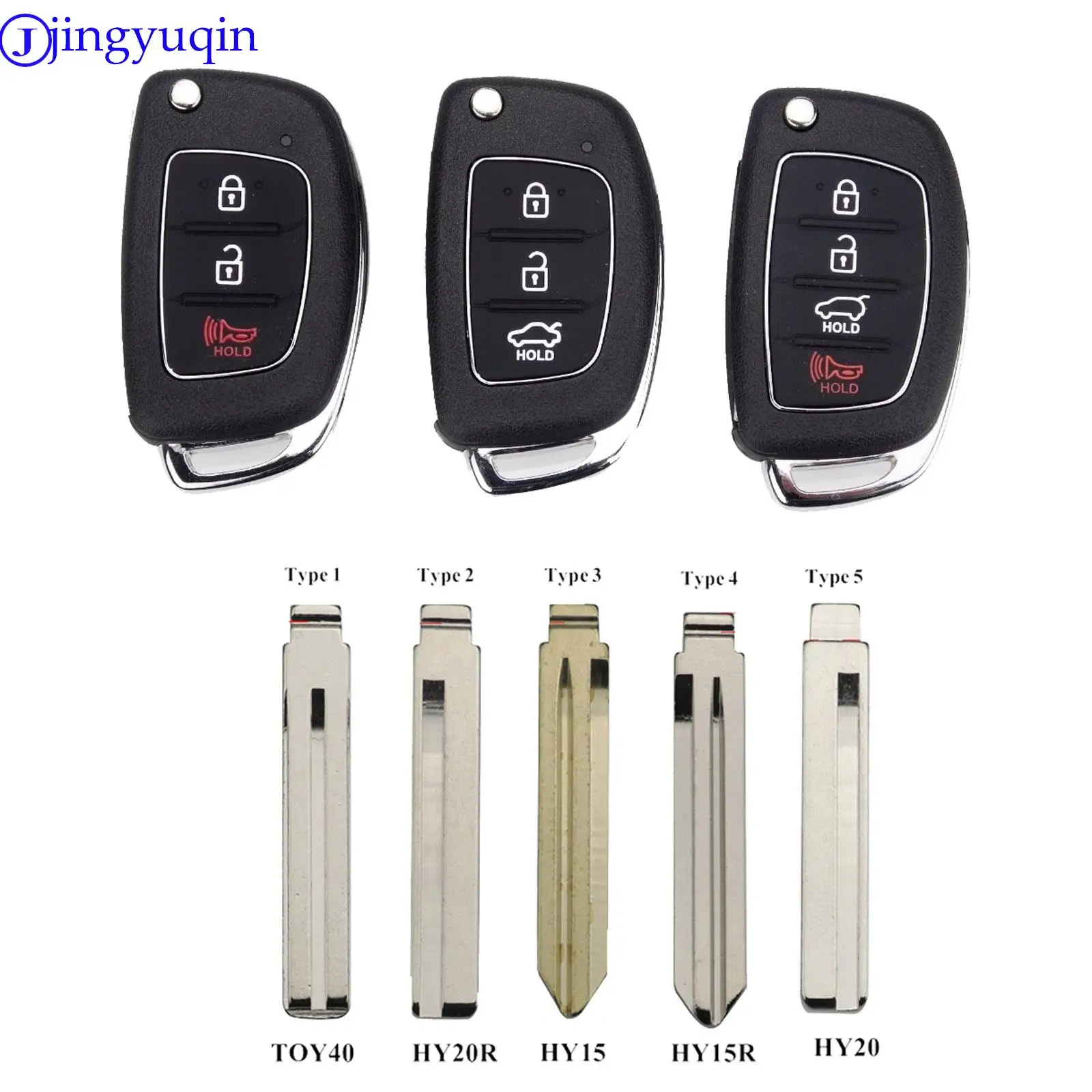 

jingyuqin 3/4 Buttons Flip Folding Remote Car Key Fob Shell Case Cover For Hyundai HB20 SANTA FE IX35 IX45 Accent I40