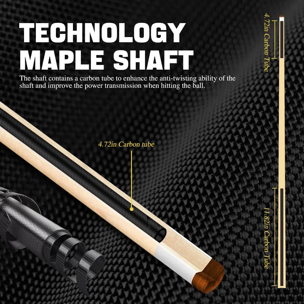 KONLLEN KL-B3/B4 Pool Cue Stick with 12.5mm Tip Carbon Maple