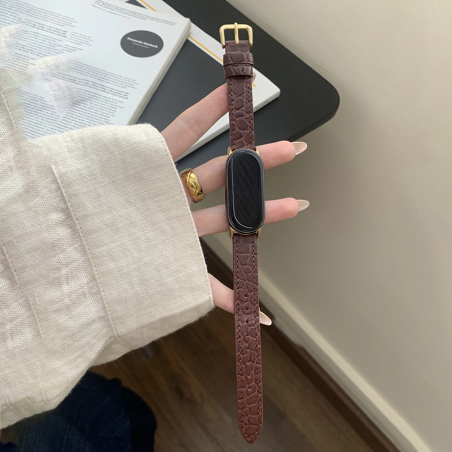 Strukturiertes Lederarmband für Xiaomi-Armband 10 8/9 Pro Business-Armband für Huawei-Armband 9/10 fit3/4/4 Pro universal 14 mm – Detail 12