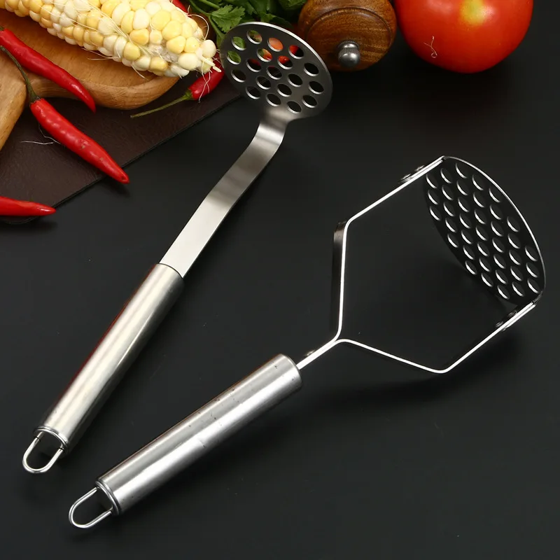 Manual Potato Press, Potato Masher, Potato Masher, In Stainless Steel With Plastic Handle Good For Mashing Fruits And Vegetables