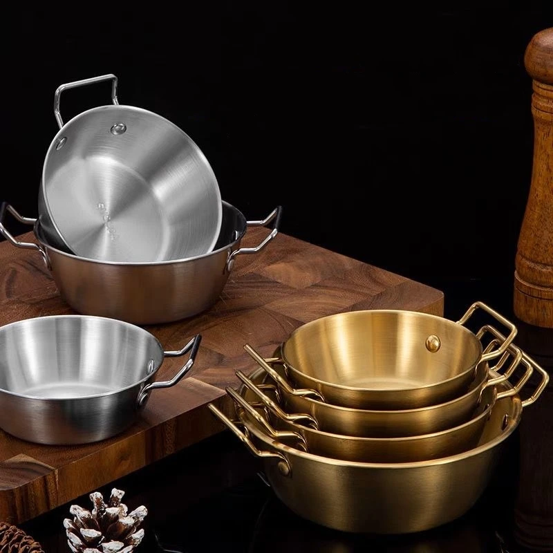 1pcs Stainless Steel Korean Style Pot Golden Sauce Dishes Appetizer Serving Dishes Sets Tray Spice Plates Kitchen Tableware 2