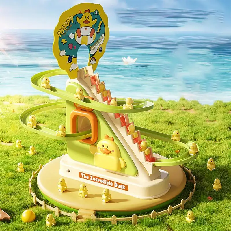 Ducks Climbing Toys Electric Duck Track Slide Toys LED Flashing Lights Music Button Toys Electric Climbing Stairs Toy Kids Gifts 6
