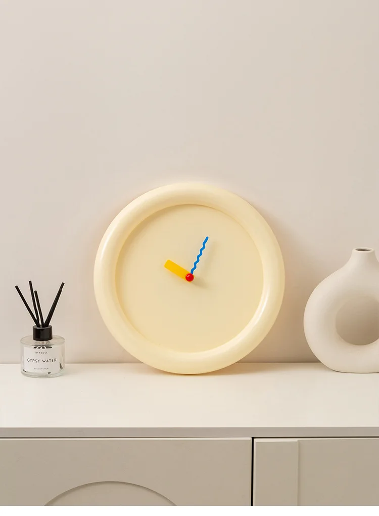 New Wall Mounted Clock Stand Creamy Style Clocks Home Decoration Desktop Silent Wall Decororation Home Decor Items Wall Clock