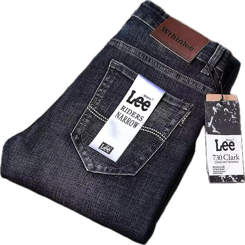 Classic Business Casual Jeans Men High Quality Retro Slim Stretch Mens Jeans Cotton Trousers Embroidery Jean Homme Denim Pants