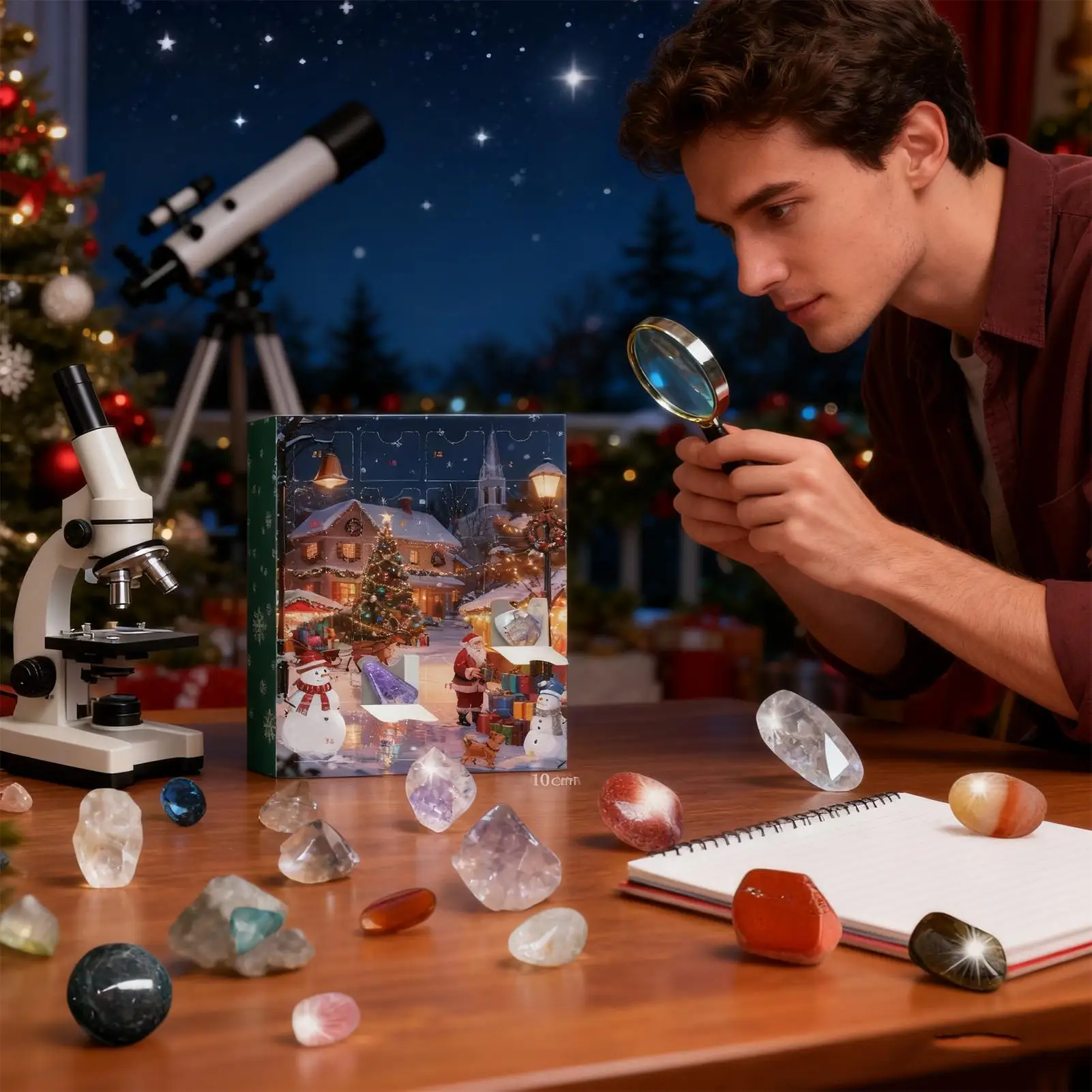Christmas Countdown Calendar 24 Days Natural Crystal Gemstones Collection Christmas Party Countdown Calendar for Women Gifts