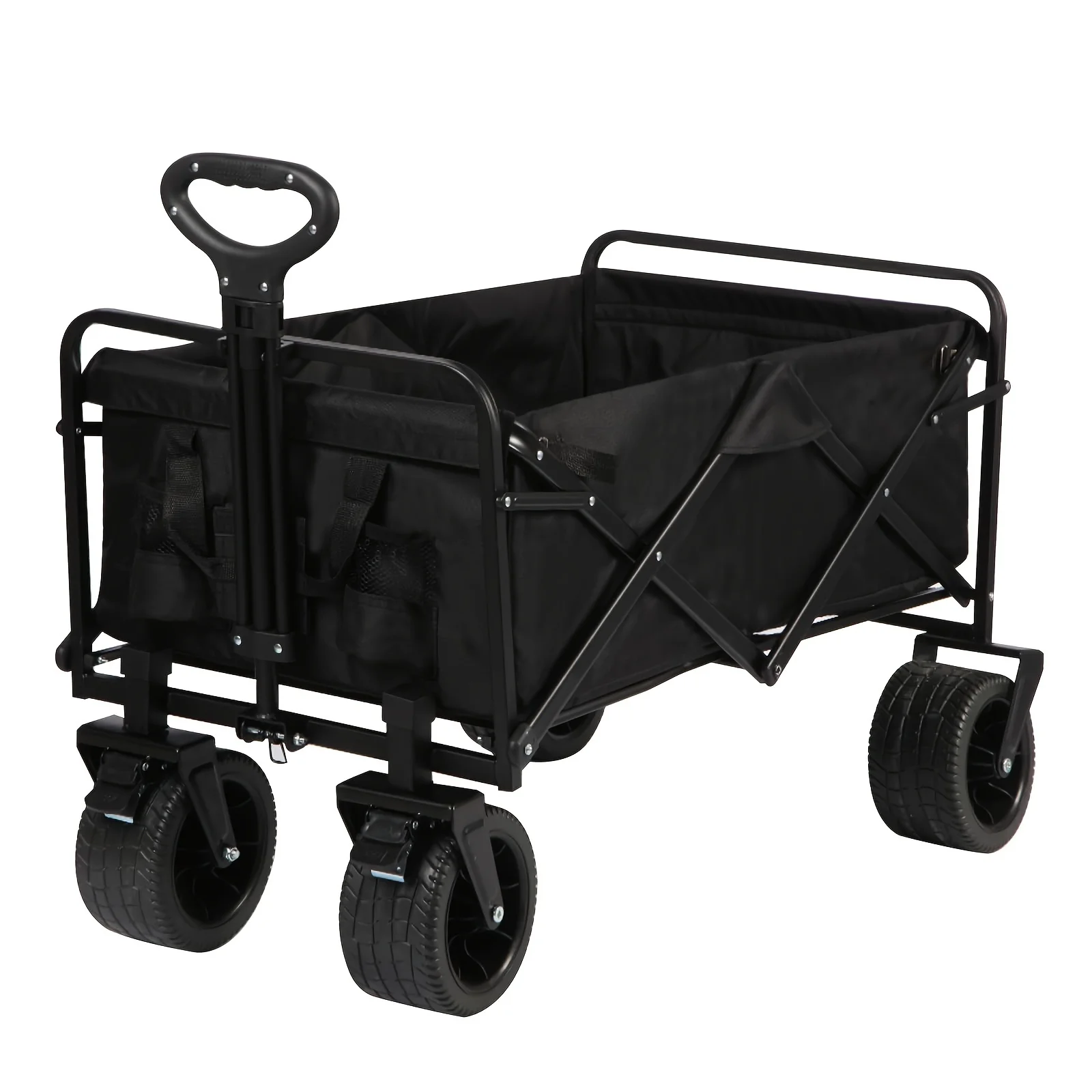 

Heavy-Duty Folding 550 Lbs Collapsible Wagon with Big Wheels - Robust Construction, Spacious Interior, Adjustable Rolling Carts,