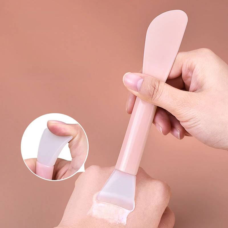 

Pink Silicone Facial Mask Brushes Dual-use Mud Film Brush DIY Film Soft Head with Scrapers Integrated Adjusting Beauty Tools New
