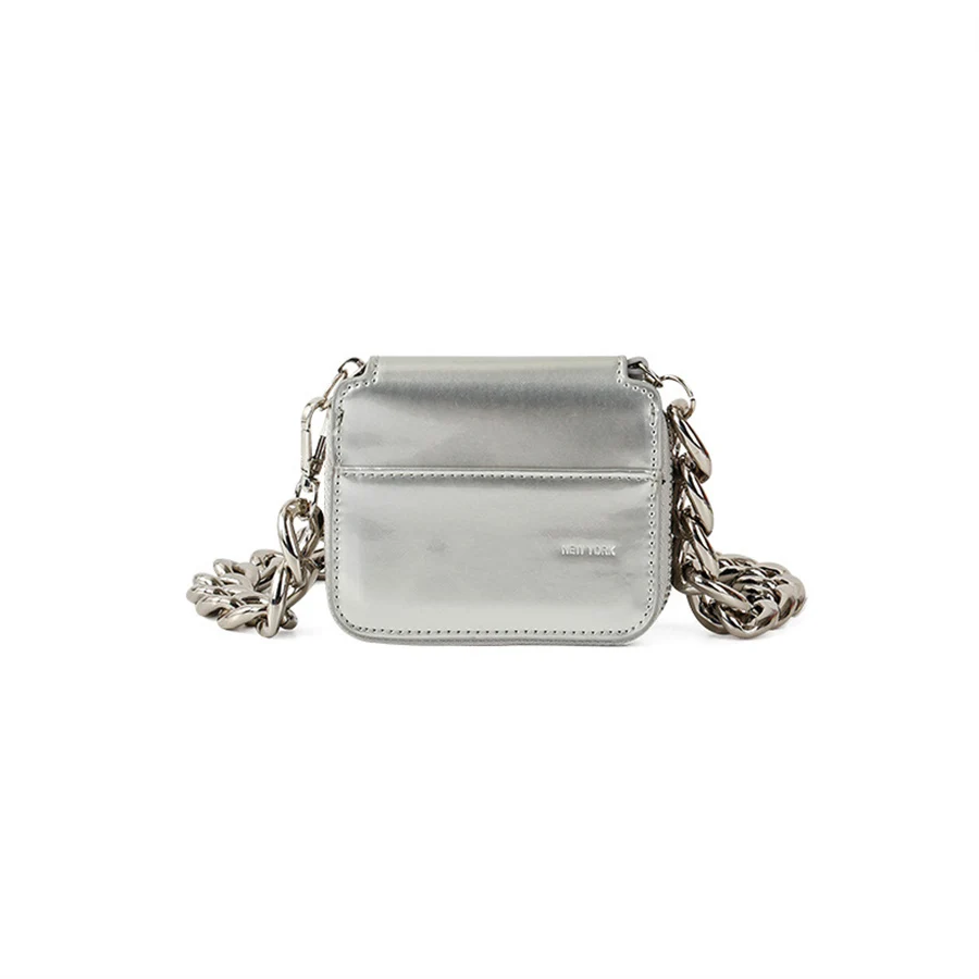 Silver Wallet Women Thick Chain Strap Shoulder Bags Mini