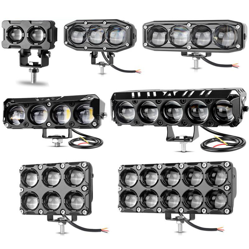 LED Headlight Driving Light Mini Lens Motorcycle LED Spotlight Dual Color Hi/Low Beam Fog Lamps for Car Trucks SUV UTV 12V 24V