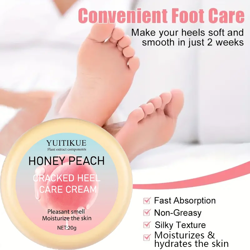 YUITIKUE Honey Peach Cracked Heel Care Cream, Plant Extract Ingredients, Pleasant Fragrance, Moisturizes Skin
