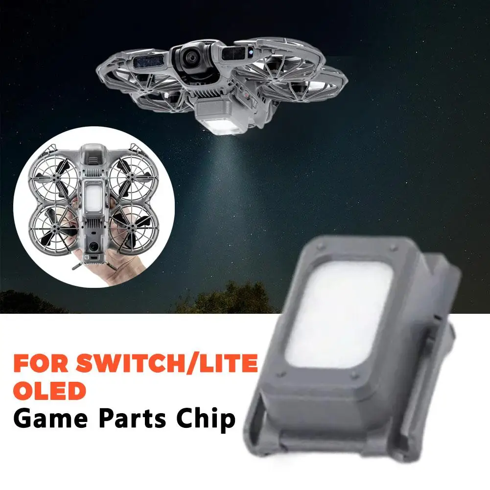 Vue rapprochée du trépied lumineux pour DJI NEO 2 : bande LED brillante sur pieds, fixation stable.