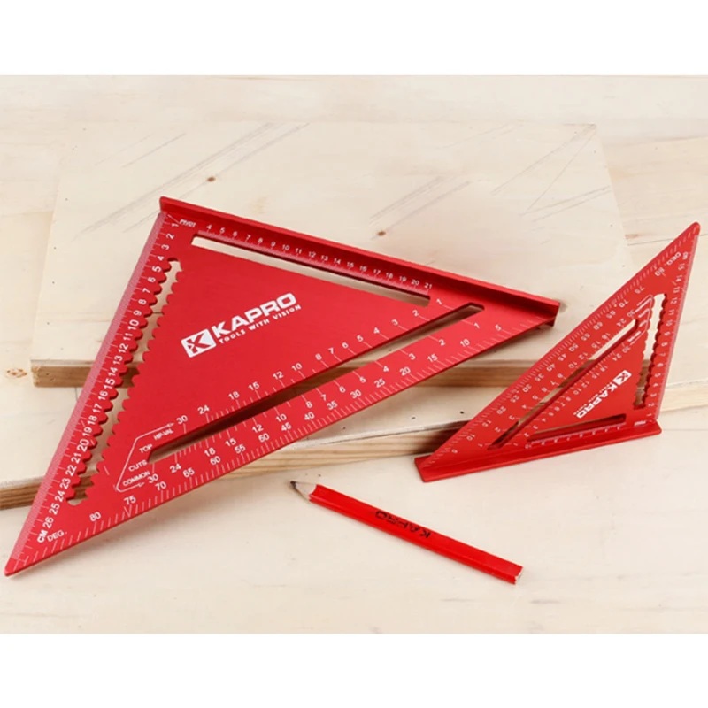 Kapro 7/12 인치 삼각형 눈금자 두꺼운 알루미늄 합금 Swanson Speed ??Square Metric Joiner 목공 용 각도 마킹 게이지
