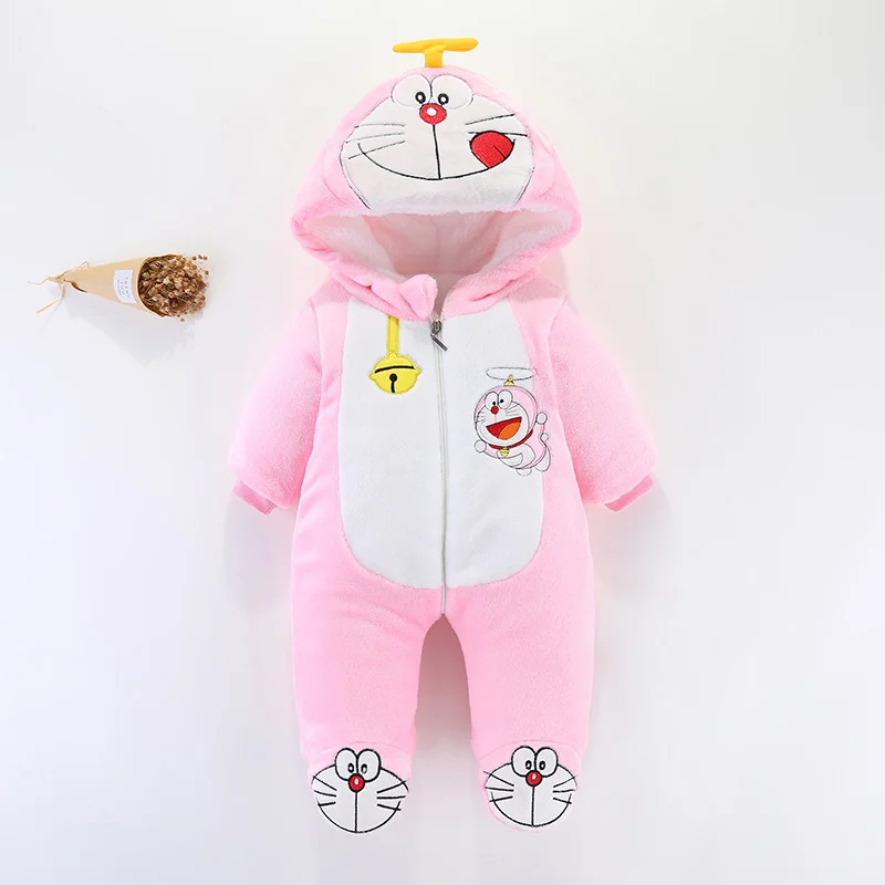 Doraemoninspired Baby Rompers Adorable Winter Kigurumis for Little