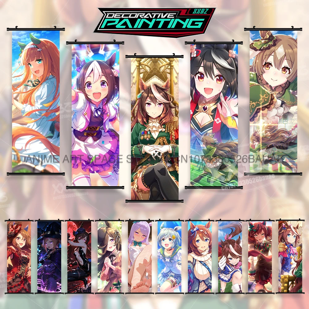 Kawaii Anime Umamusume: Pretty Derby Wandkunst Leinwand Schriftrollen Bild Poster Hängende Malerei Druck Heimdekoration für Zimmerwandbild