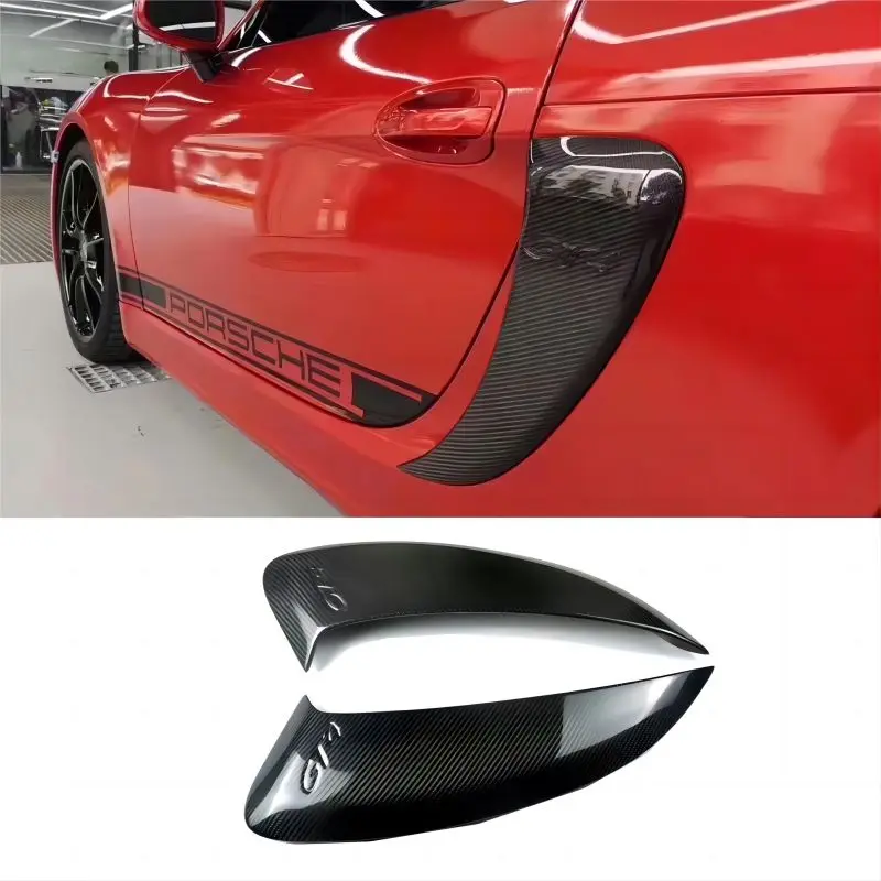Per Porsche 981 Cayman Boxster Gt4 Style 2013 2014 2015 Fibra Di Carbonio Car Door Side Fender Vents Trim Frame Decoration Cover