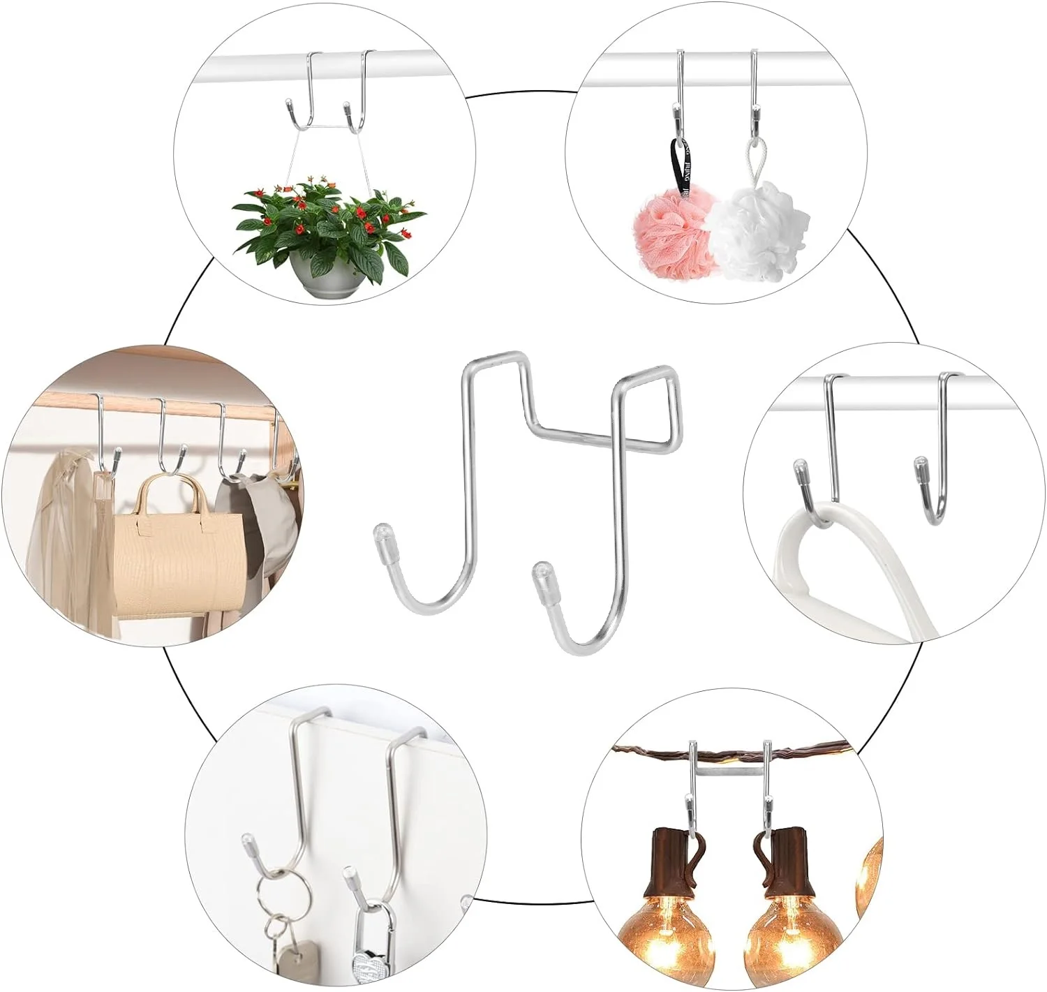 Door Hook Stainless Steel Over Door Double Hooks Towel Multipurpose Cupboard Hanging Hanger Bathrooms Kitchen Cabinet Wardrobe