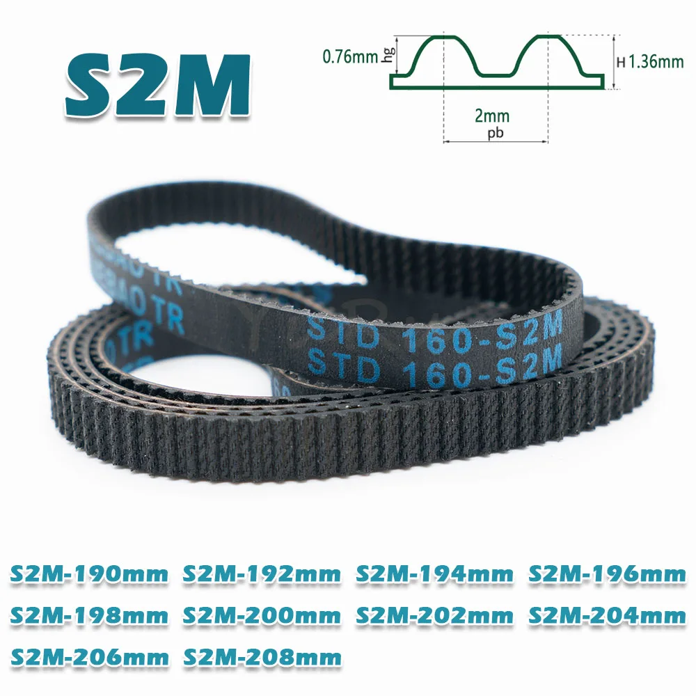 Description Picture 4 of itemS2M Timing Belt Perimeter 210 212 214 216 218 220 222 224 226 228mm Width 4~20mm CNC Transmission Rubber 2M Closed Loop Drive