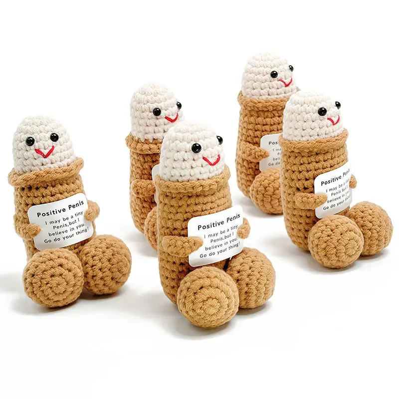 Mini Funny Penis Positive Handmade Crochet Encouragement Card Cheer Up Gifts Dick Toys Friends Party Boyfriend Room Decorate