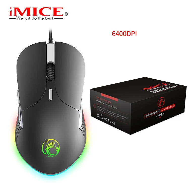 Imice X6 High Configuration USB Wired Gaming Mouse 6400 DPI Optical Mouse, Gaming Luminous Colorful RGB Programmable 6D Mouse X6 computer mouse Mice