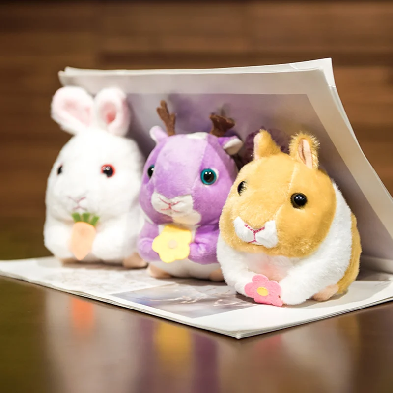 Kawaii Rabbit Mouse Plush Toy Cute Bunny Stay Wire Wagging Tail Plushies Doll Cartoon Mini Soft Kids Babys Toys for Girls Gifts