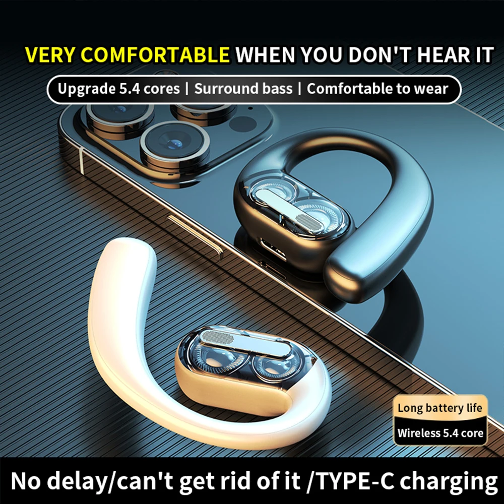 LX09 Wireless Headphones Ear Hook Gaming Bluetooth Headset Ultra Long Battery Life Open-Ear Stereo Earbuds For Sports Work