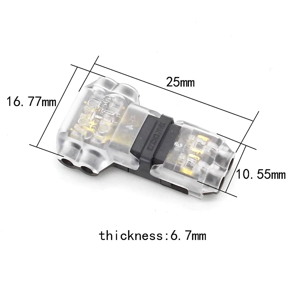 STONEGO T 유형 2핀 퀵 스플라이스 스카치 잠금 와이어 커넥터 터미널 압착 22-18AWG 배선 LED 스트립 자동차 오디오 케이블