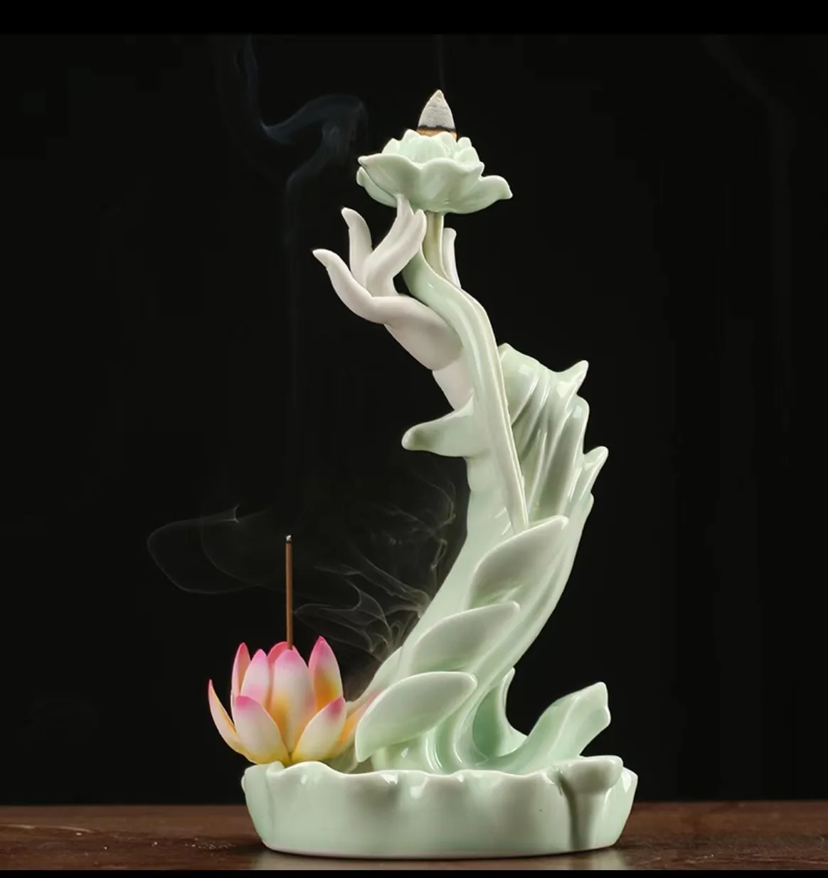 

New Type Purple Sand Backflow Incense Burner Home Creativity Bergamot Lotus Decoration Ceramic Incense Table Incense Burner