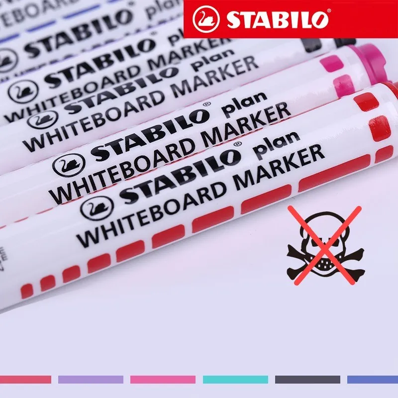 Stabillo 641 마크 노트 번호 펜, 건조 방지, 닦기 쉬운 라운드 헤드 화이트보드 펜, 수성 펜, 지우기 가능
