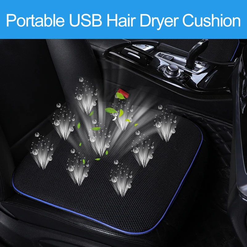 GM Portable Summer Cooling Ventilated Seat Cushion USB Cooling Fan Car Seat Cushion Fits Most Cars Truck SUV Van Seats