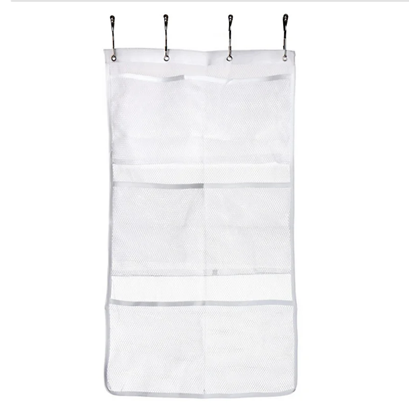 Mesh Shower Bathroom Accessories Toiletries Curtain Hanger Hanging Bag Organizer