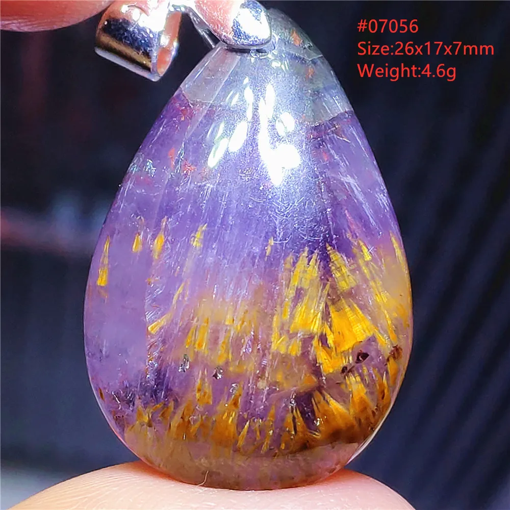 Natural Cacoxenite Purple Rutilated Red Auralite 23 Pendant Canada Gemstone Necklace Crystal Water Drop Jewelry AAAAA pendant necklace
