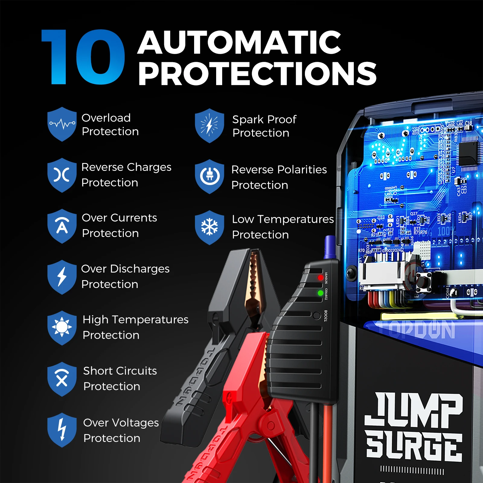 Topdon JS2000 2000A Jump Starter Power Bank 12V Car Starting Device 16000Mah Battery Jump Start for Car Booster car jump starter