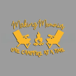 Campfire Memories: Creative & Humorous Stickers for Cartoon Enthusiasts - Premium Car Decor (Yellow)