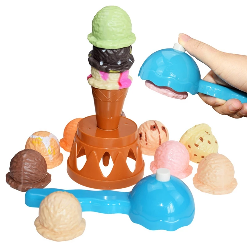 

16 PCS Ice Cream Stack Up Play Tower Educational Toys Kids Simulation Food Toy Kit Children Ice Cream Pretend Playset