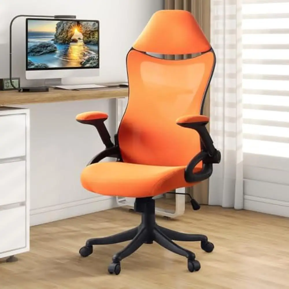 

Эргономичное кресло для офисного стола, регулируемое кресло с регулируемой поддержкой поясницы, с откидной ручкой, для кабинета, спальни, офиса, конференц-зала, сгоревший оранжевый