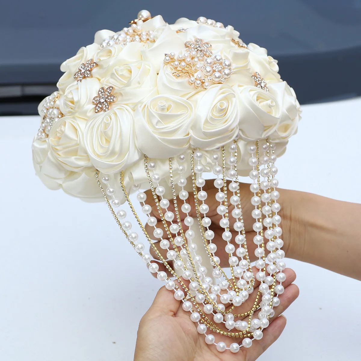 Kyunovia Best Quality Ivory Brooch Bouquet Wedding Bouquet de mariage Wedding Bouquets Pearl Flowers buque de noiva