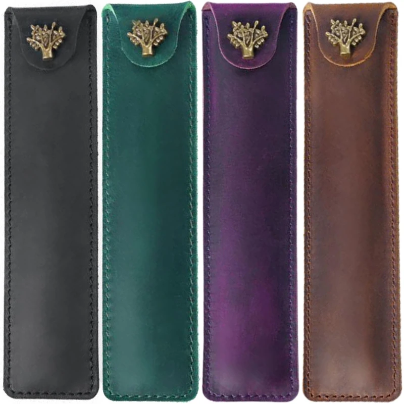  가죽 펜 파우치 거치대, 싱글 펜슬 백, 펜 케이스, 스냅 단추, 롤러볼 만년필 볼펜