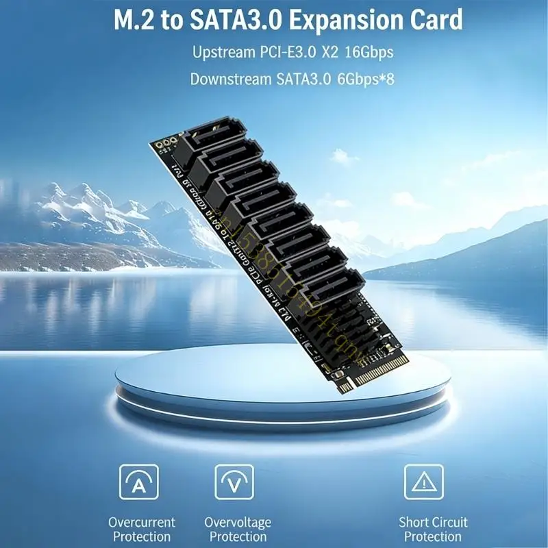 M.2 NVME PCIE-SATA3.0 6Gbps 하드 드라이브 확장 PCIE 어댑터 카드 알루미늄 방열판 6 포트 확장 카드 45BD