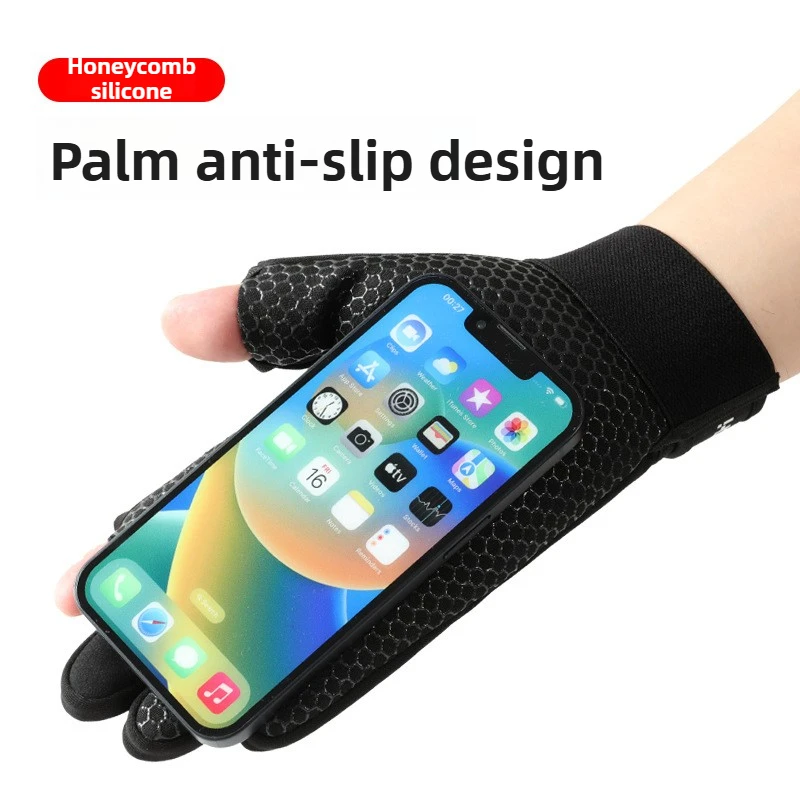 Fishing Gloves Flip Finger Touch Screen Thickened Silicone Anti-slip Waterproof Wear-resistant Fall Winter Outdoor