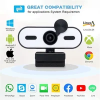 4K 2K Mini Webcam 1080P HD for PC Laptop Autofocus 30 FPS USB Webcam with Noise-Reducing Mic&Privacy Cover Web Camera Portable 2