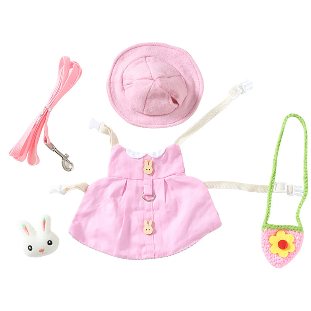 thumbnail interactive-video image 1 of 2-Pack Rabbit Harness And Leash Set With Hat - Small Pet Outfits For Bunny, Guinea Pig, Kitten 1 of 10