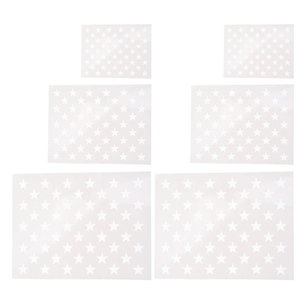 

6 Sheets Pentagram Template Plastic Star Stencil Hollow American Flag Paint Spraying Stencils for Painting Templates