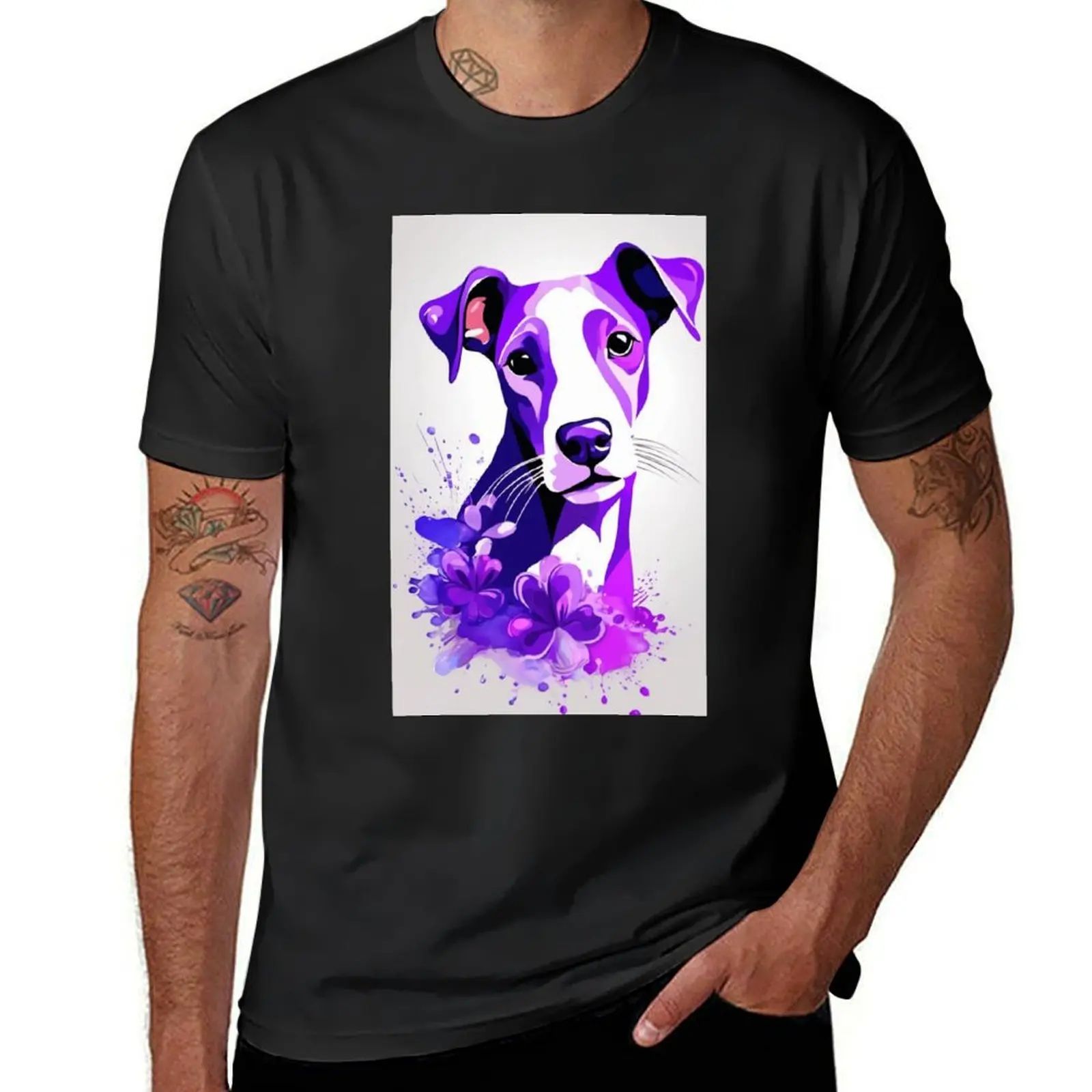 

Футболка с изображением собаки в фиолетовом цвете, традиционная винтажная одежда, милая одежда, мужские Забавные футболки