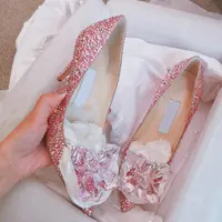 Wedding Shoes Pointy High Heels Thin With Cinderella Glass Shoes Bride Shoes Rhinestone Single Shoe Female Crystal Pumps - Image 4