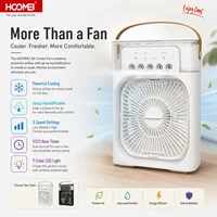 Ventilateur rafraîchisseur d'air portable HOOMEI avec réservoir d'eau de 500 ml, rafraîchisseur d'air évaporatif personnel, ventilateur de bureau à 3 vitesses avec humidificateur à brume, veilleuse LED 7 couleurs, mini climatiseur USB Type-C 2