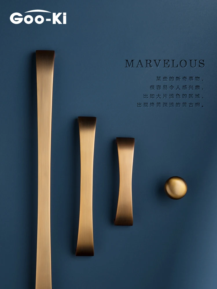 Arc-Shaped Brushed Bronze ดึงตู้โลหะผสมสังกะสีของแข็งห้องครัว Knobs ตู้จับลิ้นชัก Knobs เฟอร์นิเจอร์ฮาร์ดแวร์ 1